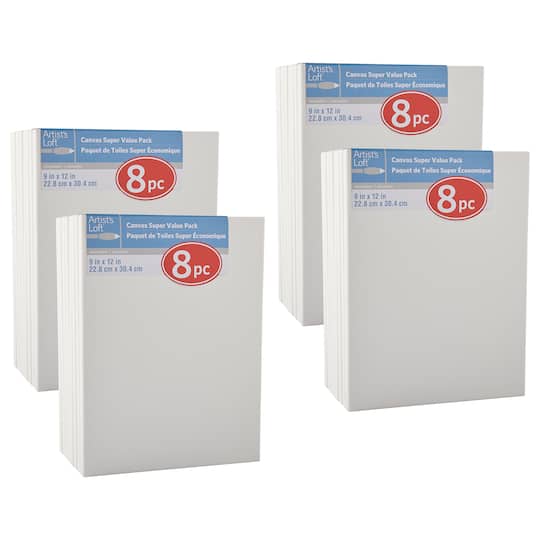 4 Packs: 8 ct. (32 total) 9" x 12" Super Value Canvas by Artist's Loft®